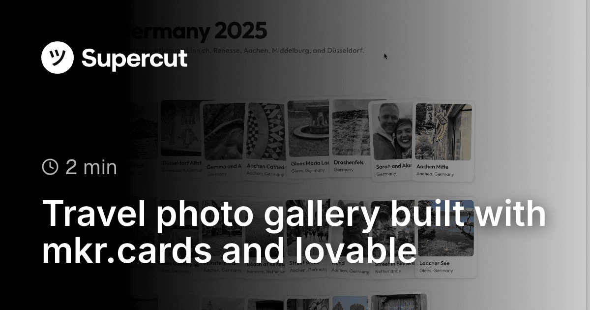 Travel photo gallery built with mkr.cards and lovable thumbnail
